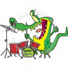 Gator playing the drums